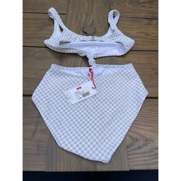 Solid and striped The Bailey Lurex Gingham one piece bathing suit S - Picture 5 of 9